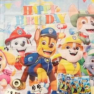 Paw Patrol Birthday Party Supplies Lot Backdrop Play Packs,Stickers, Tattoos
